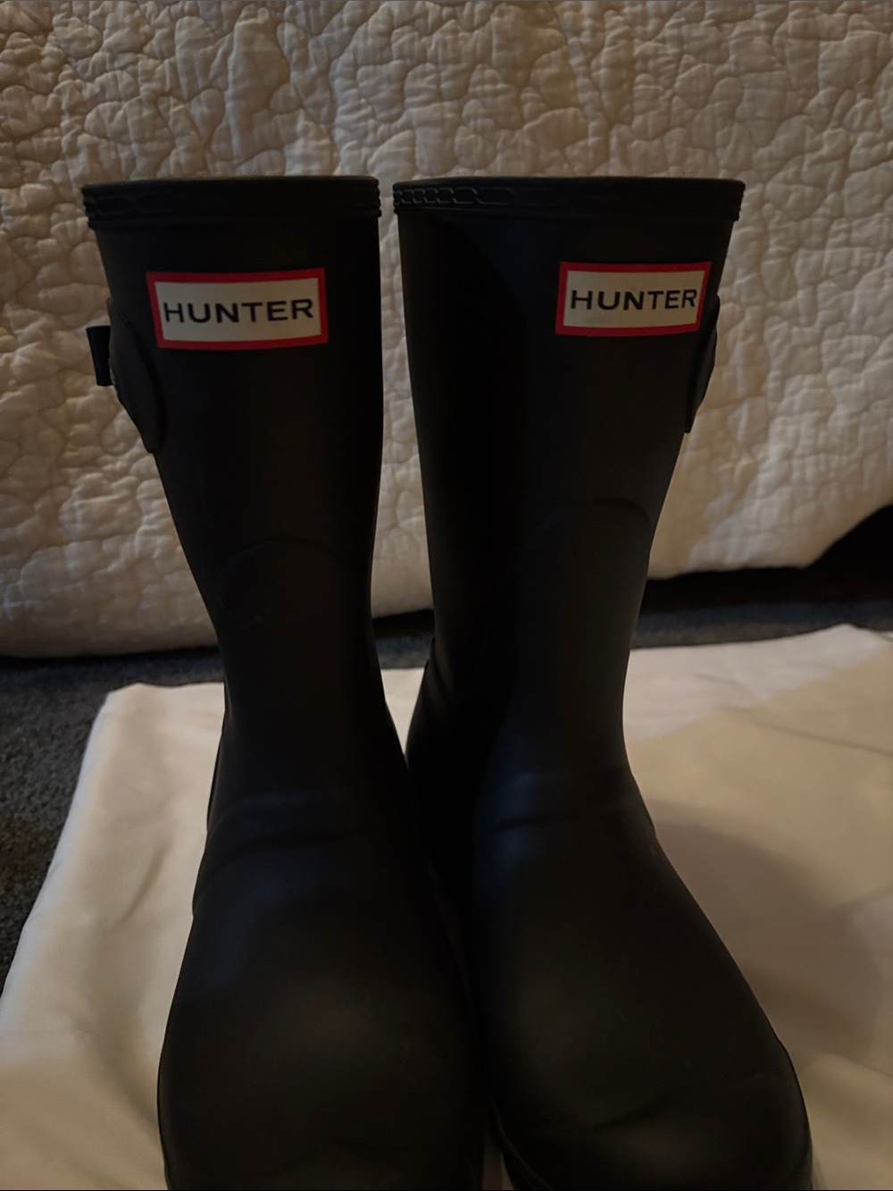 Hunter Black Tall Women’s Waterproof Rain Boots with Logo Detail